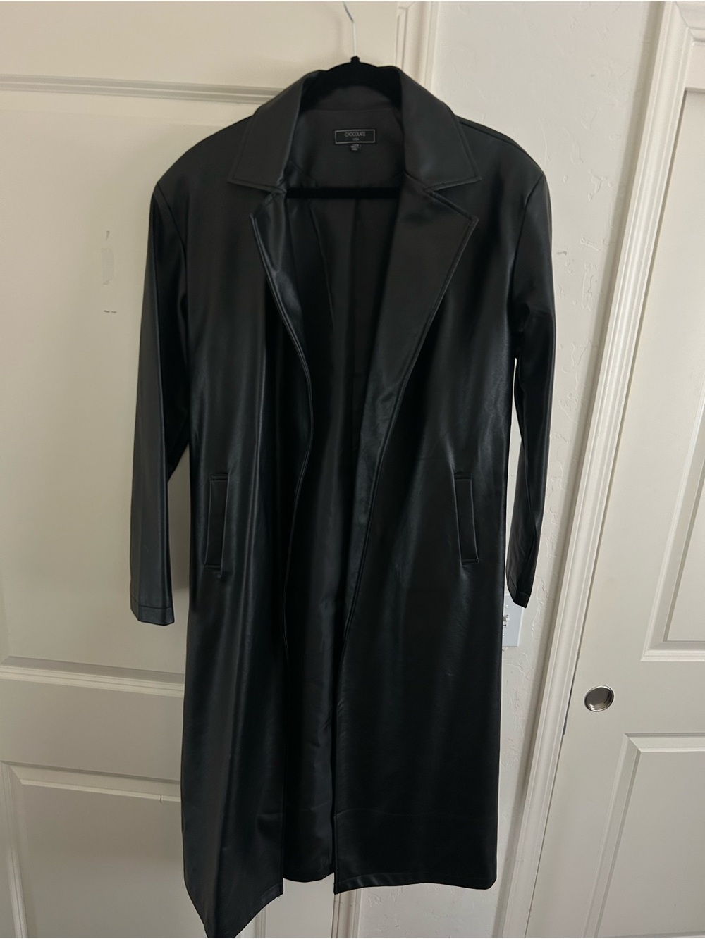 Shop Starlow black Faux Leather Trench Coat